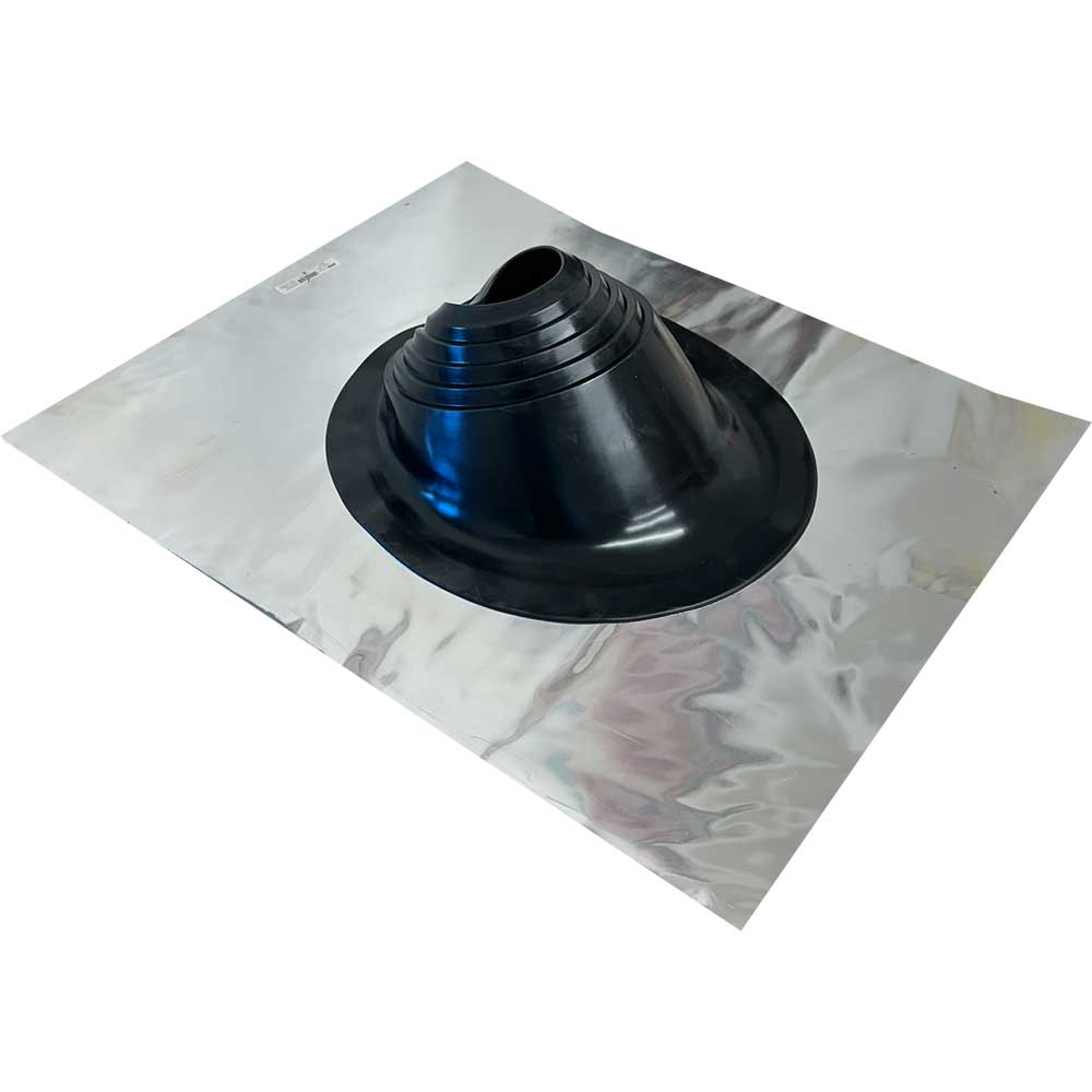 Chimsoc Low Temperature Pitched Tile Pipe Flashing - Aluminium Base -  Black EPDM Cone - 125-225mm Diameter - 12-15-TILE