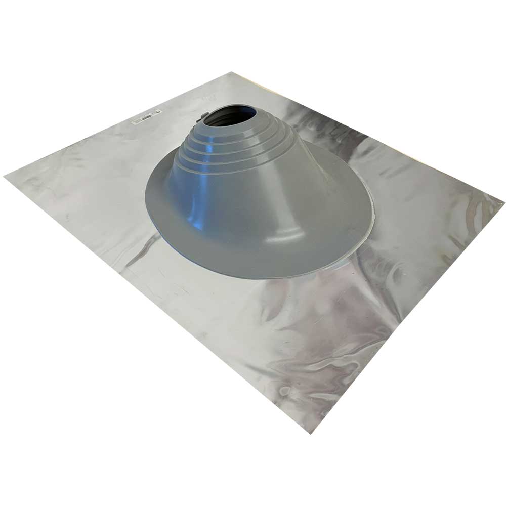 Chimsoc High Temperature Pitched Tile Pipe Flashing - Aluminium Base - Grey SILICONE Cone - 125-225mm Diameter - 12-15-TILEHT