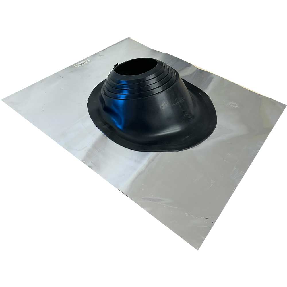 Chimsoc Low Temperature Pitched Tile Pipe Flashing - Aluminium Base - Black EPDM Cone - 175-275mm Diameter - 12-2-TILE