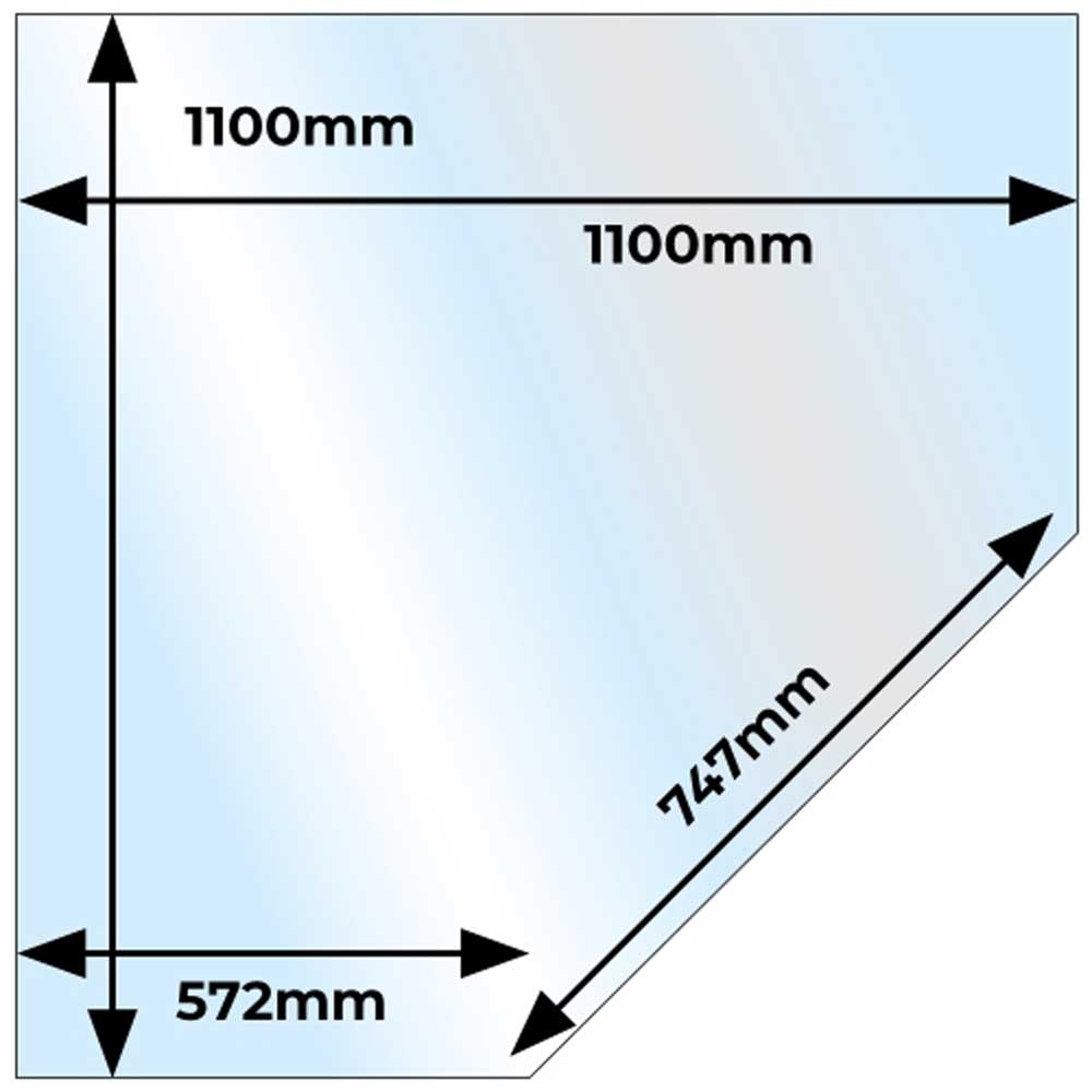 Glass Hearth - Corner Angle - 1100mm x 1100mm - Clear