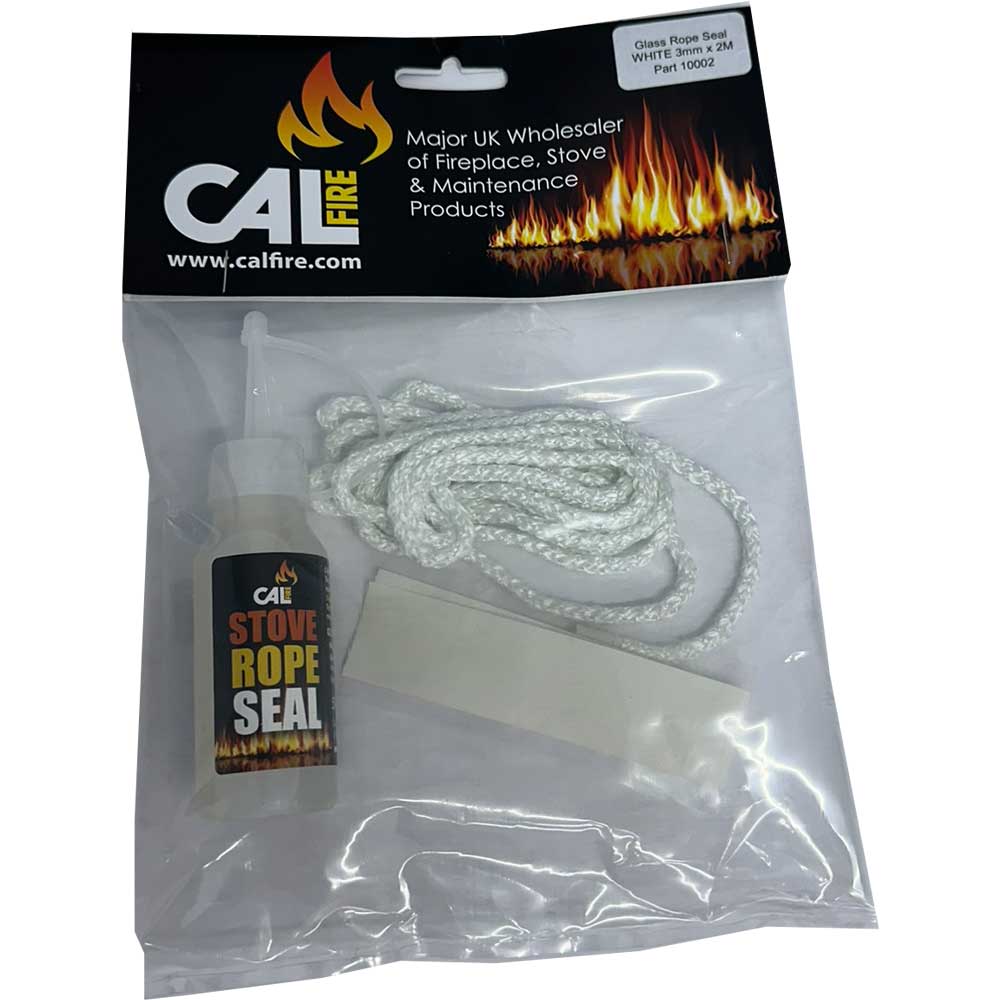 White Thermal Stove Rope Kit - Standard Softness Rope - 3mm Diameter x 2 Metres